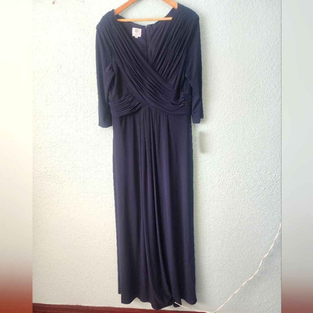 Patra Blue Ruched Wrap Gown for Wedding Guest